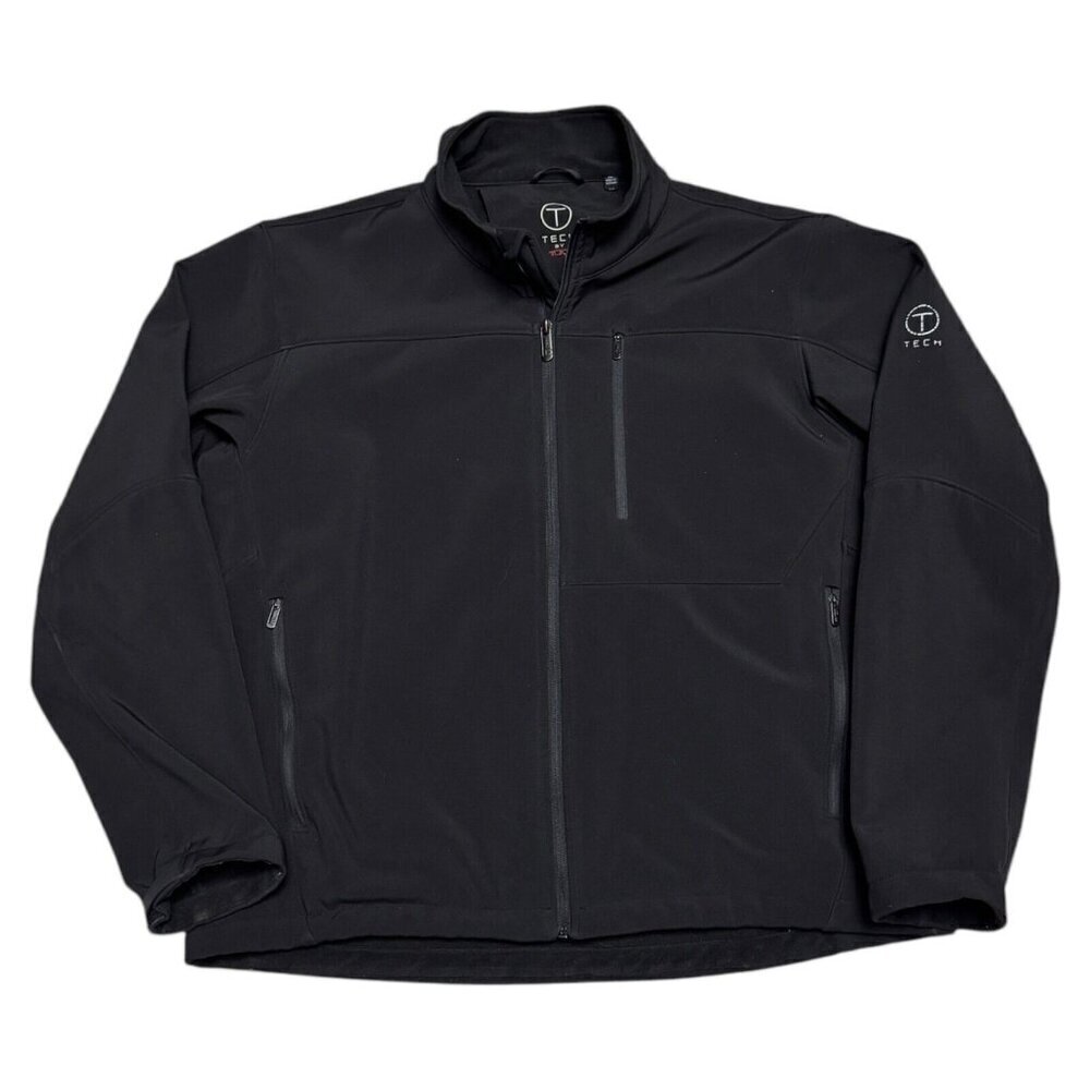 TUMI TECH Waterproof Soft Shell Black Windbreaker Designer Jacket Mens XL